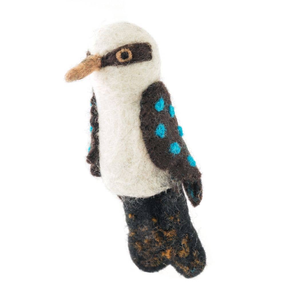 Kookaburra Felt Finger Puppet | Handmade Wool Australian Wildlife Toy