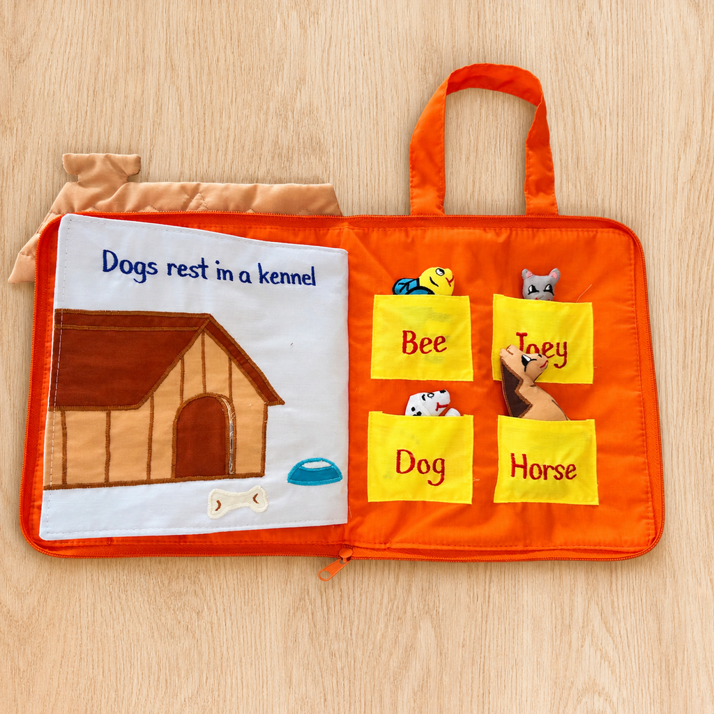Right at Home Quiet Book | Soft Cloth Animal Matching Book for Toddlers