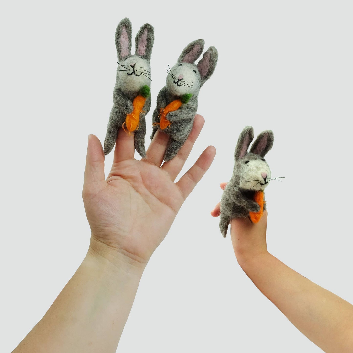 Felt Finger Puppet Grey Bunny