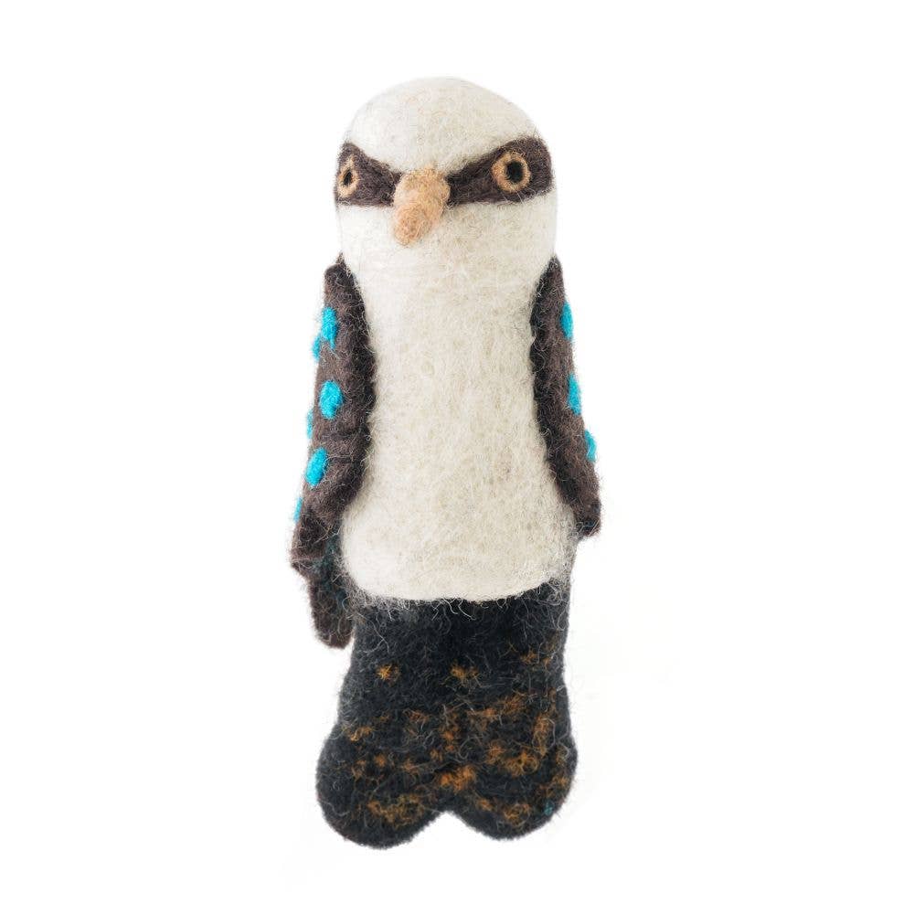 Kookaburra Felt Finger Puppet | Handmade Wool Australian Wildlife Toy
