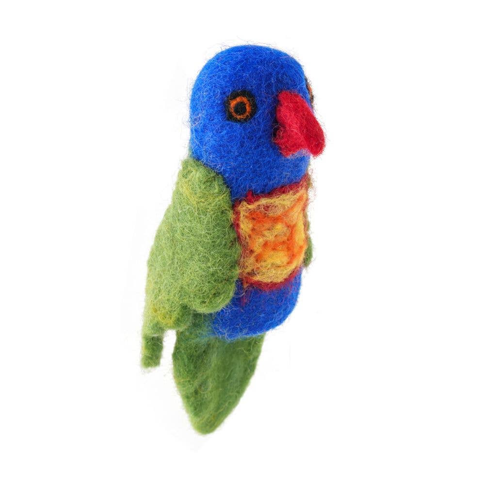 Lorikeet Felt Finger Puppet | Handmade Wool Australian Wildlife Toy