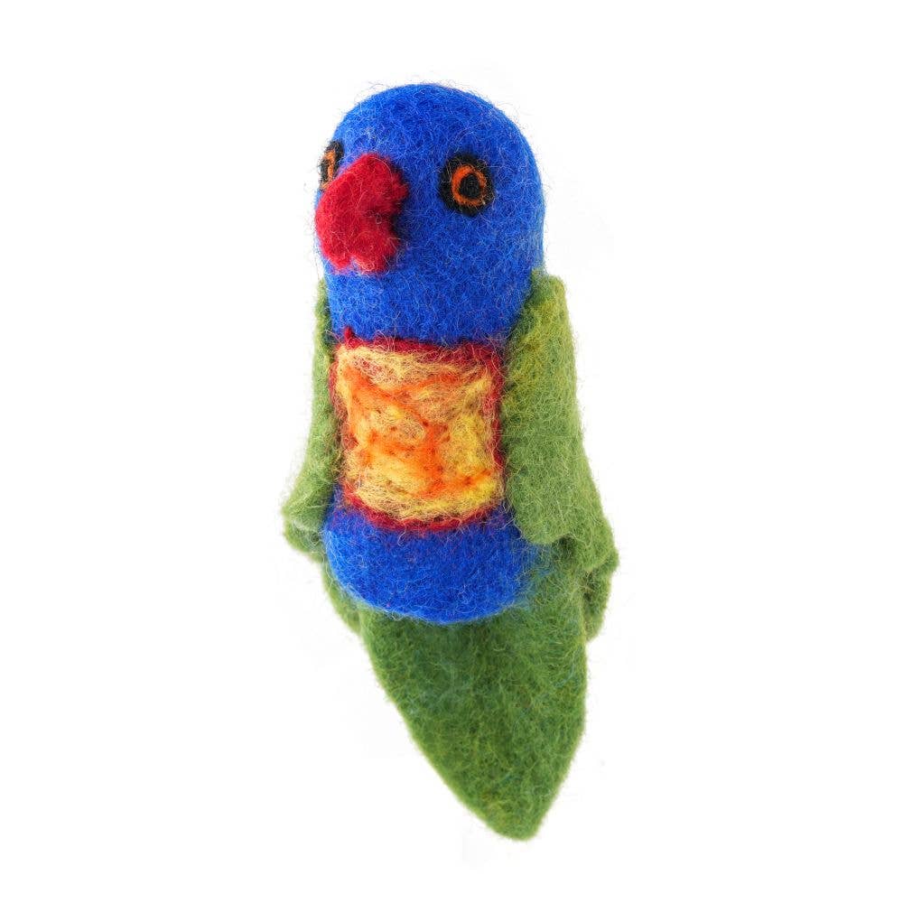Lorikeet Felt Finger Puppet | Handmade Wool Australian Wildlife Toy