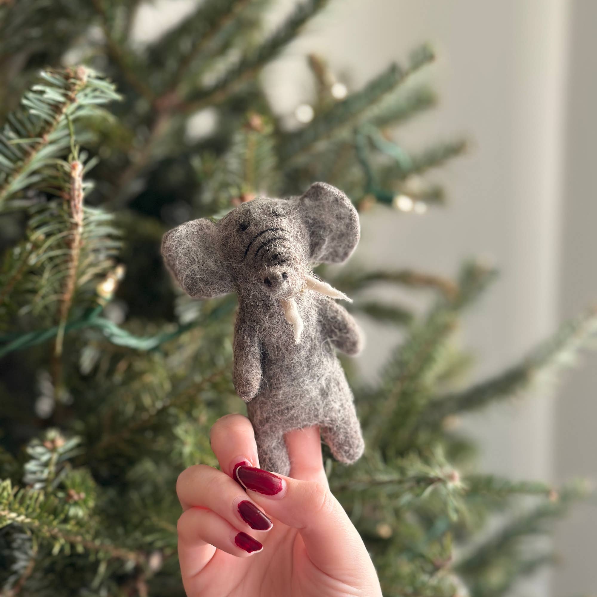 Elephant Felt Finger Puppet | Montessori Safari Play Toy