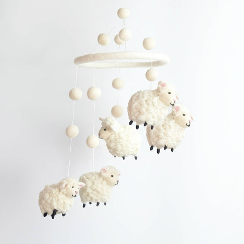 Counting Sheep Felt Mobile | Handmade Nursery & Sleep Space Decor