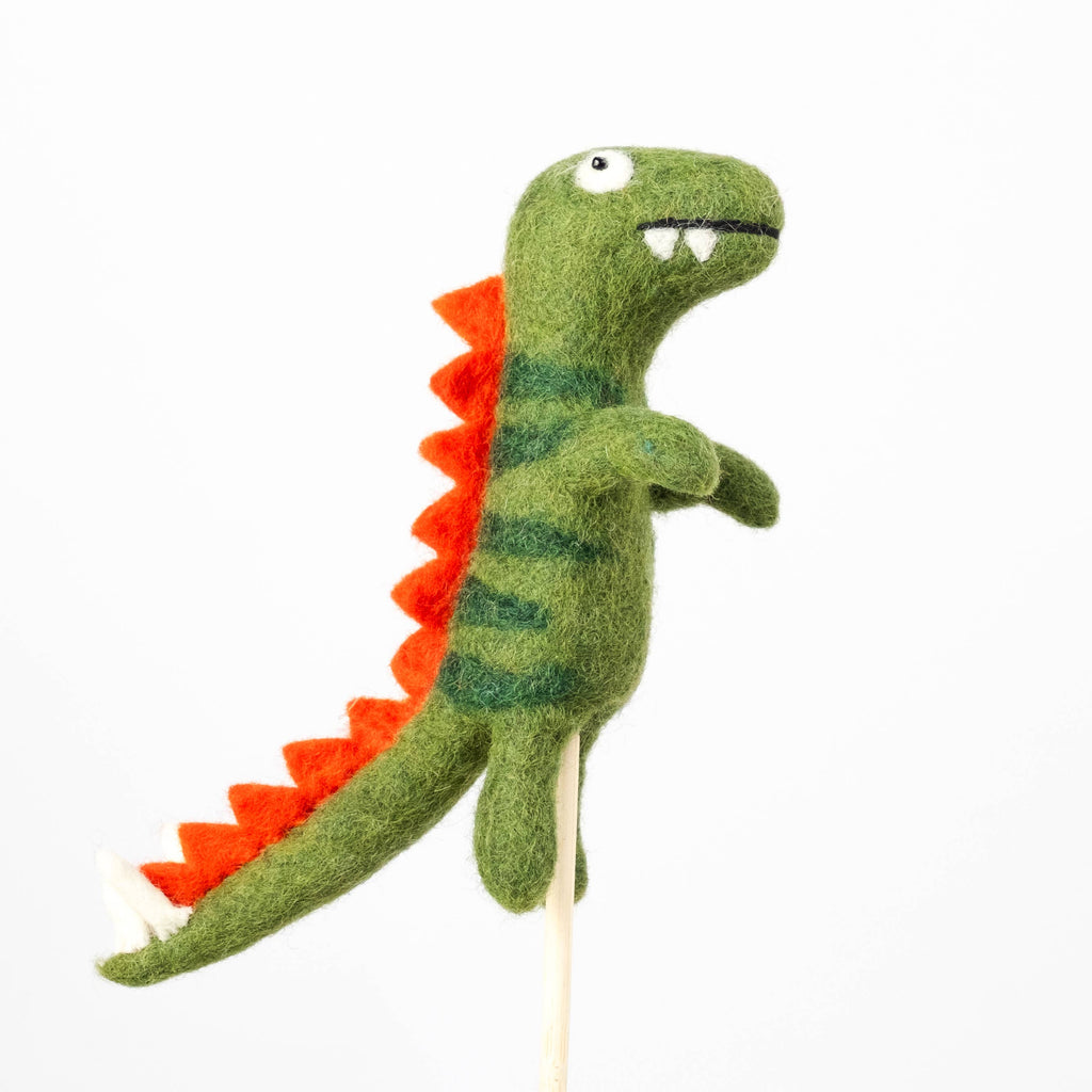 Finger Puppets - Dinosaur - Brown, Gray and Green