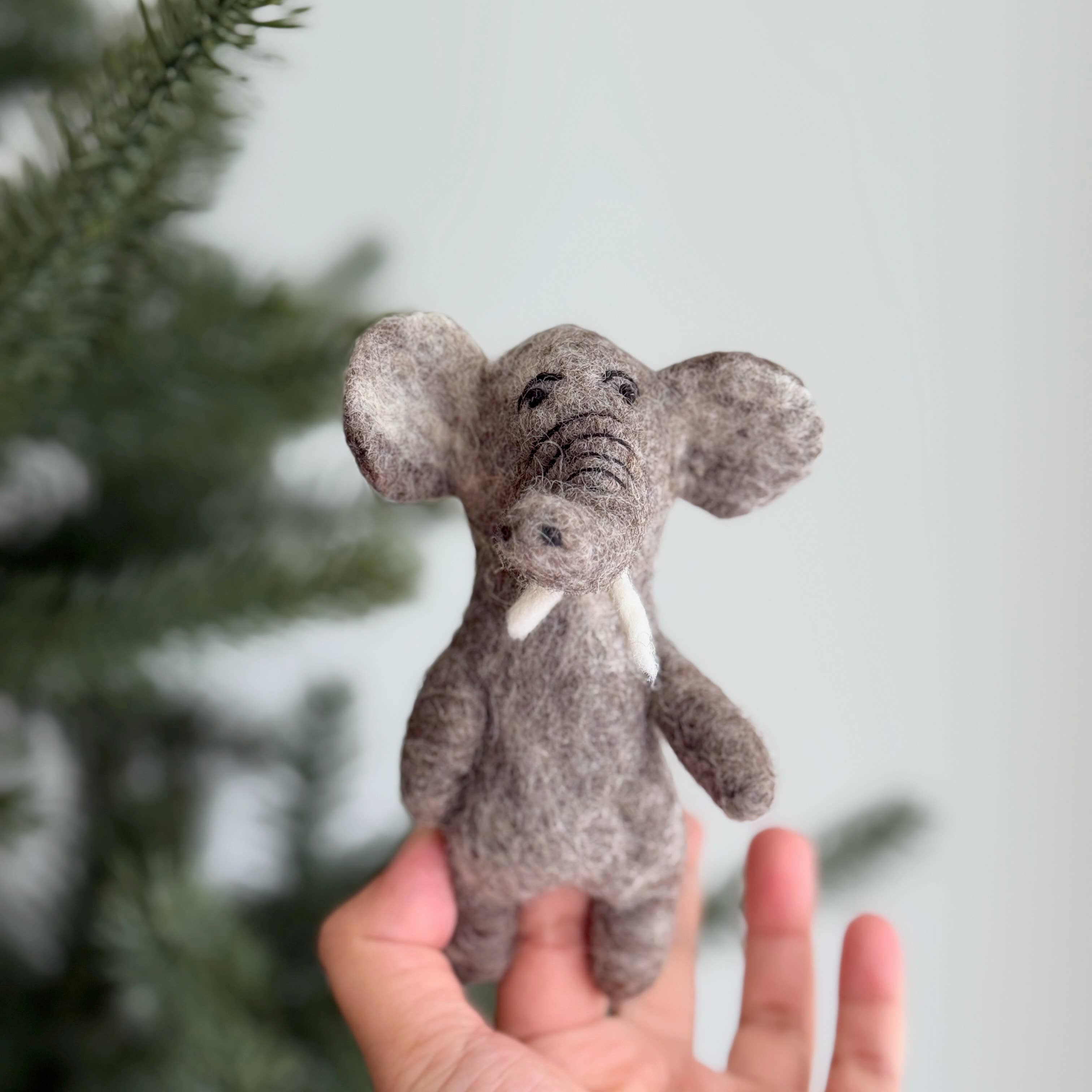 Elephant Felt Finger Puppet | Montessori Safari Play Toy