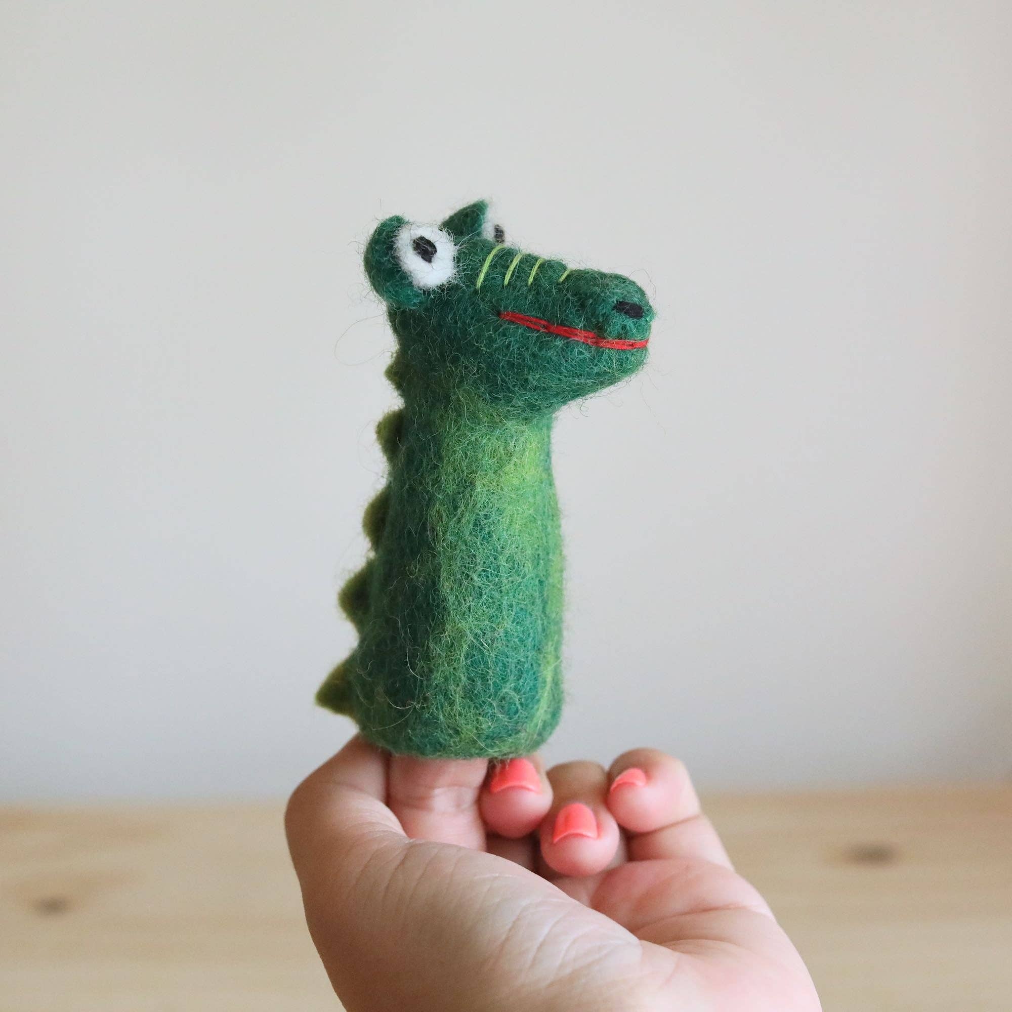 Crocodile Felt Finger Puppet | Montessori Wildlife Play Toy