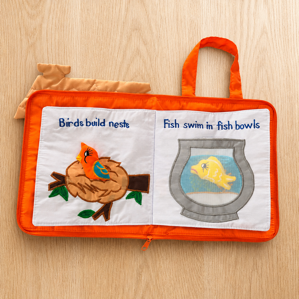 Right at Home Quiet Book | Soft Cloth Animal Matching Book for Toddlers