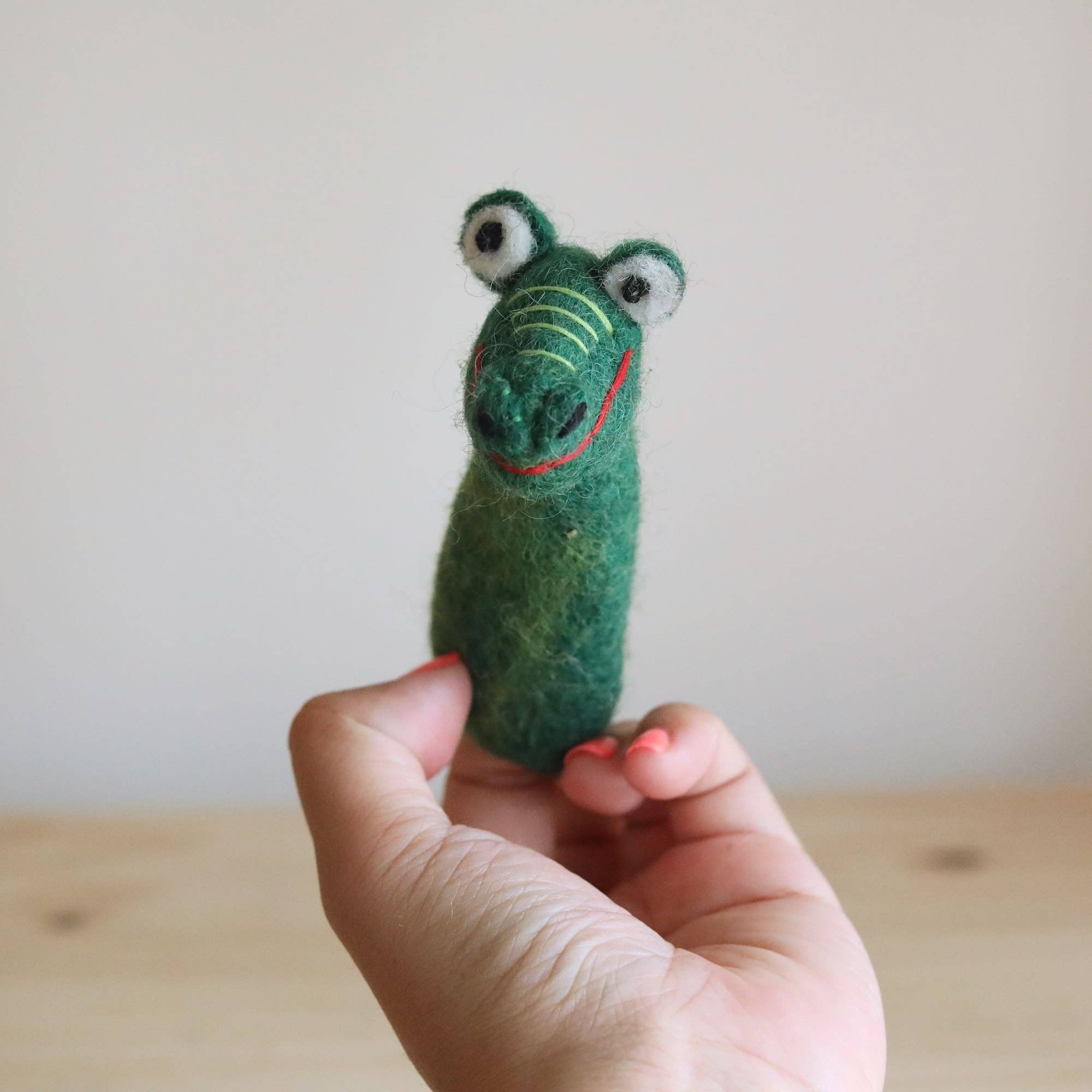 Crocodile Felt Finger Puppet | Montessori Wildlife Play Toy
