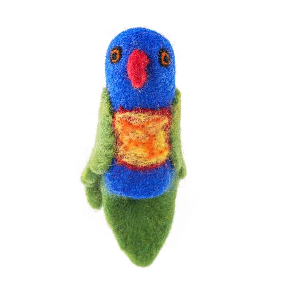 Lorikeet Felt Finger Puppet | Handmade Wool Australian Wildlife Toy