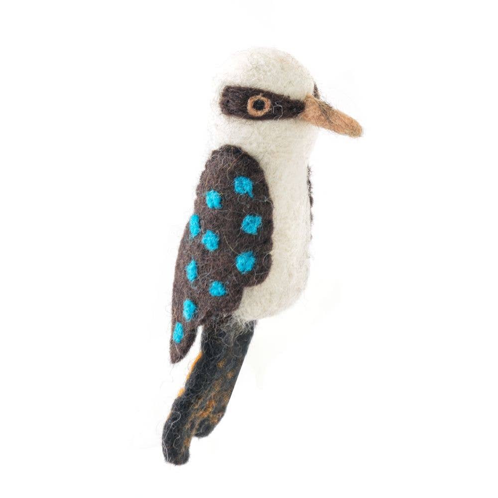 Kookaburra Felt Finger Puppet | Handmade Wool Australian Wildlife Toy