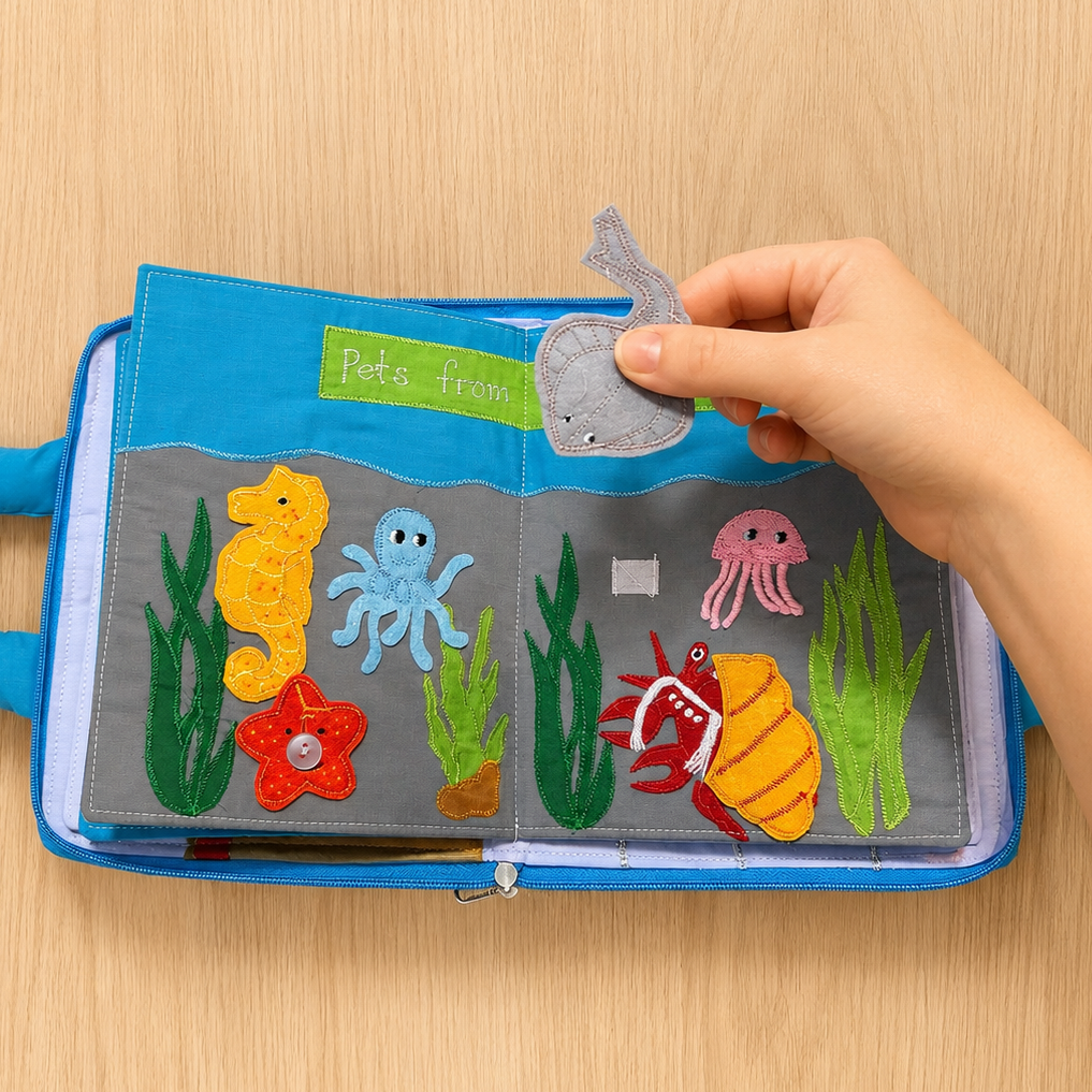 My Pets Quiet Book | Montessori Fabric Activity Book Australia