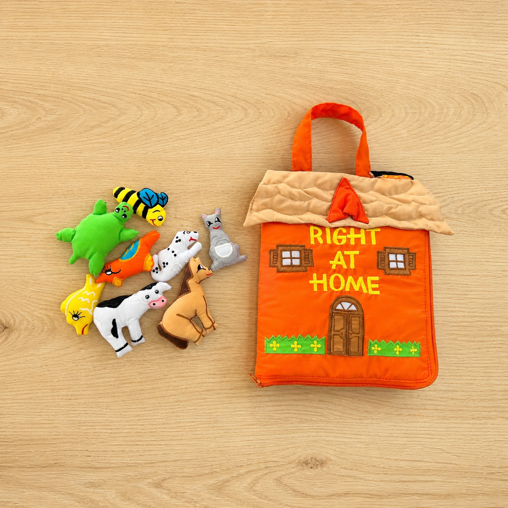 Right at Home Quiet Book | Soft Cloth Animal Matching Book for Toddlers