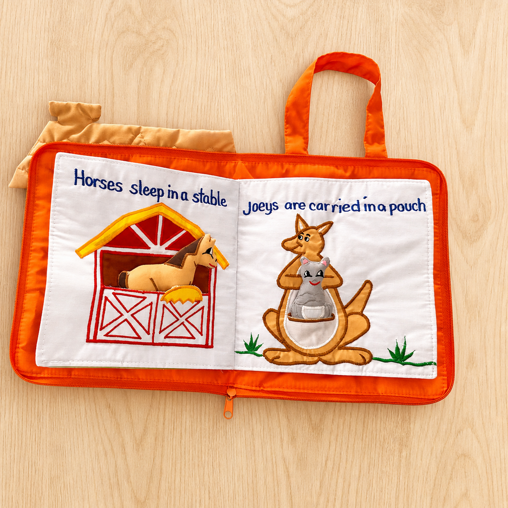Right at Home Quiet Book | Soft Cloth Animal Matching Book for Toddlers