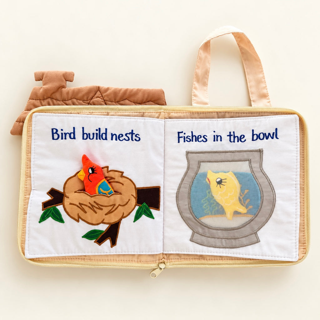 Right at Home Quiet Book | Animal Habitat Fabric Busy Book