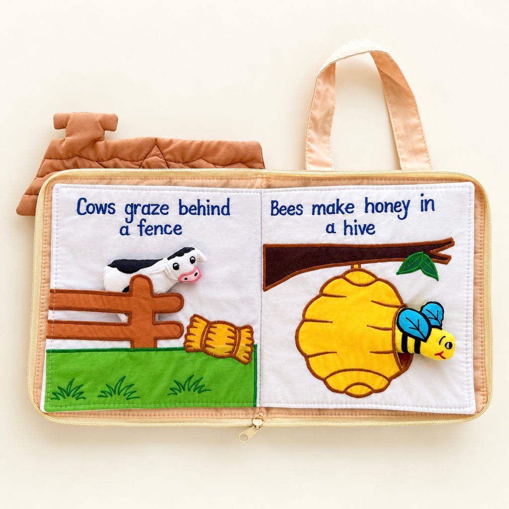 Right at Home Quiet Book | Animal Habitat Fabric Busy Book