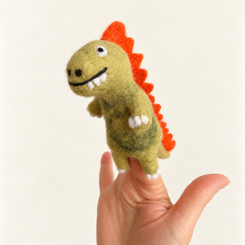 Dinosaur Felt Finger Puppet | Handmade Wool Dinosaur Toy