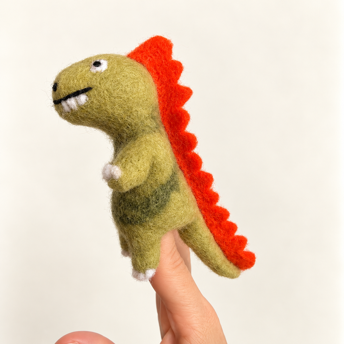 Dinosaur Felt Finger Puppet | Handmade Wool Dinosaur Toy