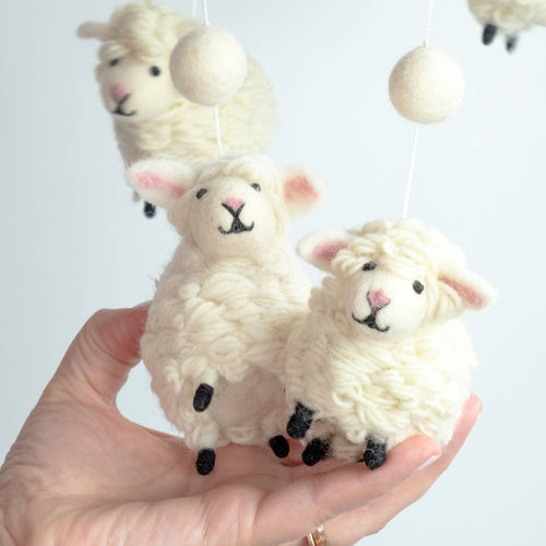 Counting Sheep Felt Mobile | Handmade Nursery & Sleep Space Decor