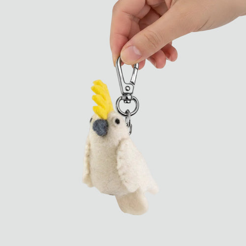 Cockatoo Felt Keychain | Handmade Australian Wildlife Keepsake
