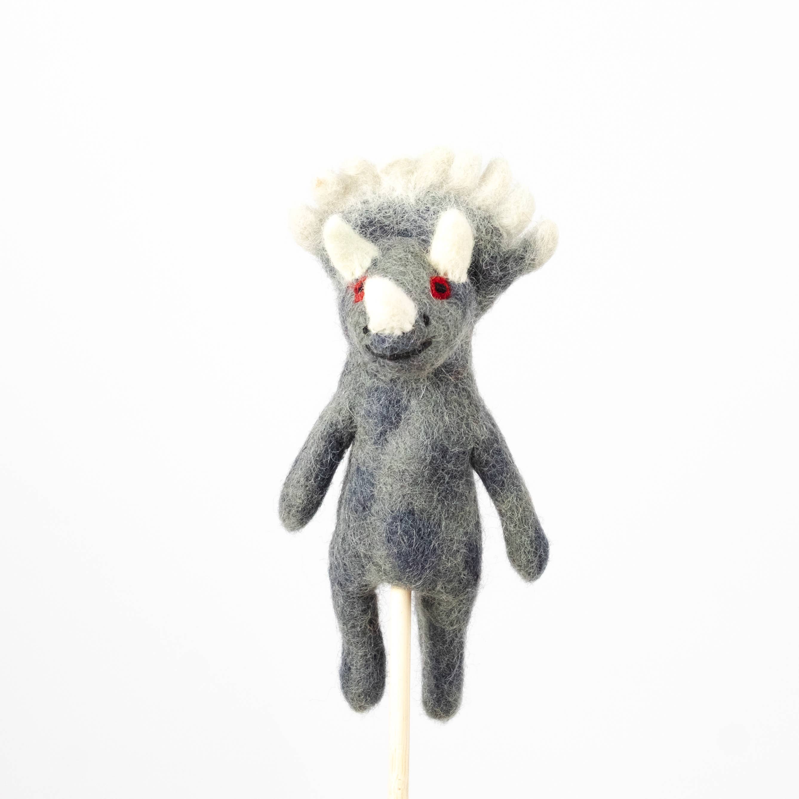 Finger Puppets - Dinosaur - Brown, Gray and Green