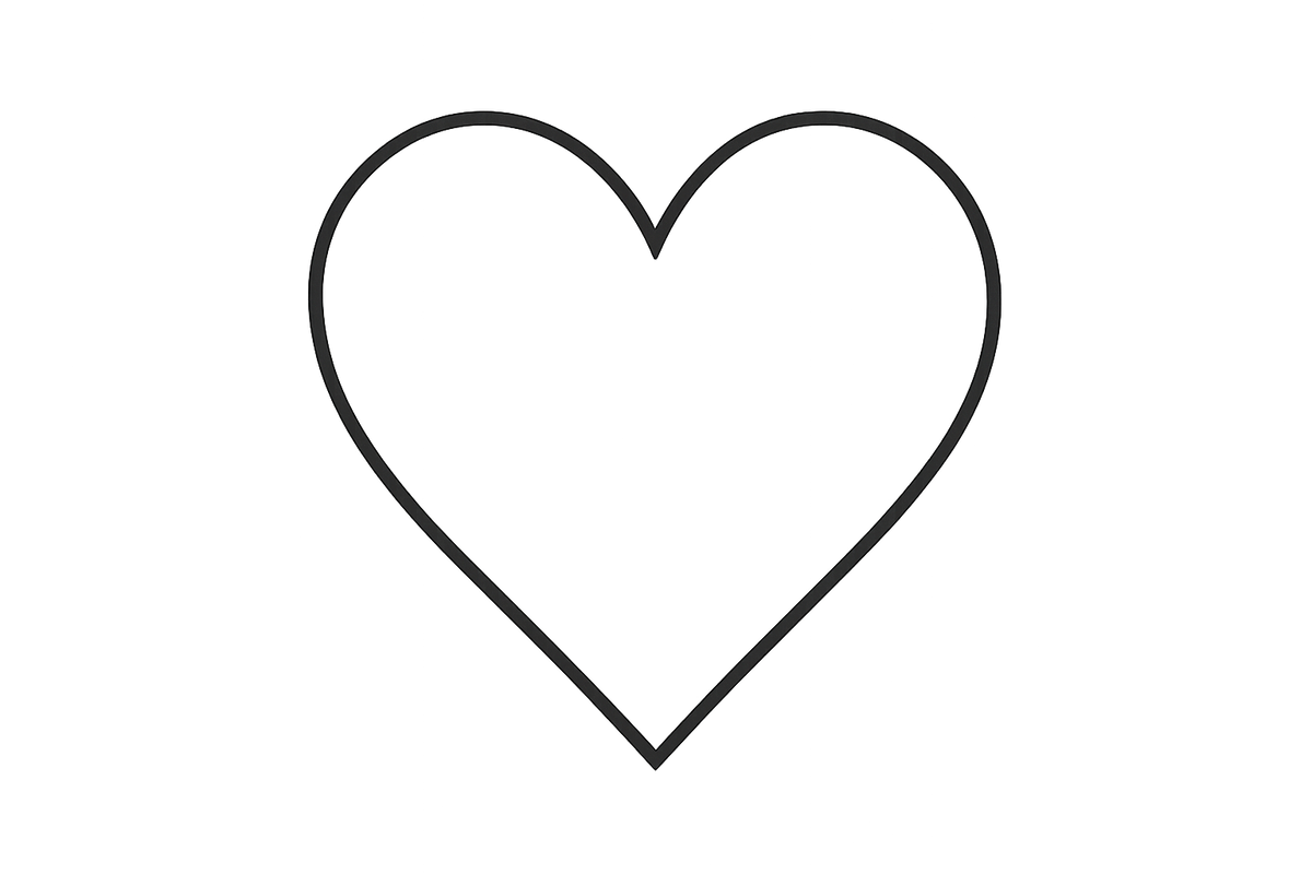 heart shape thin outline transparent background