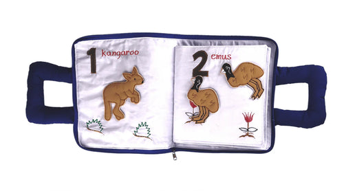 Close-up of Count to 10 Australian animals quiet book pages