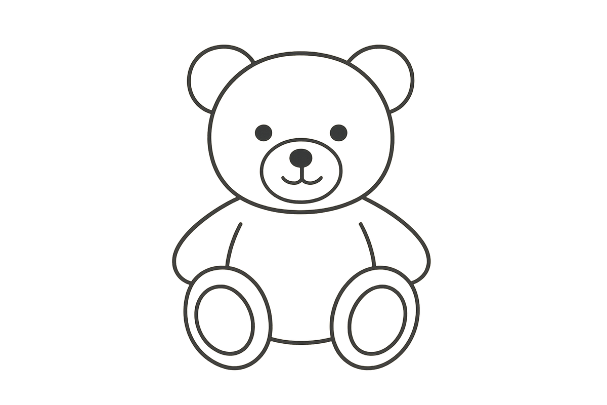 teddy bear thin outline transparent background